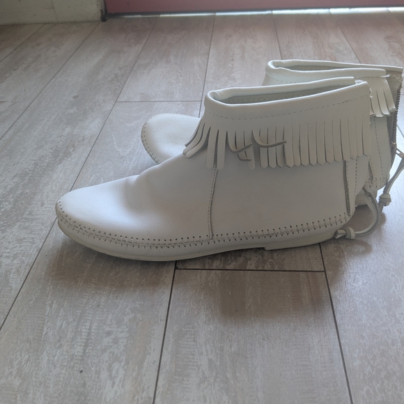 White Fringe Ankle Boots - Picture 2 of 6